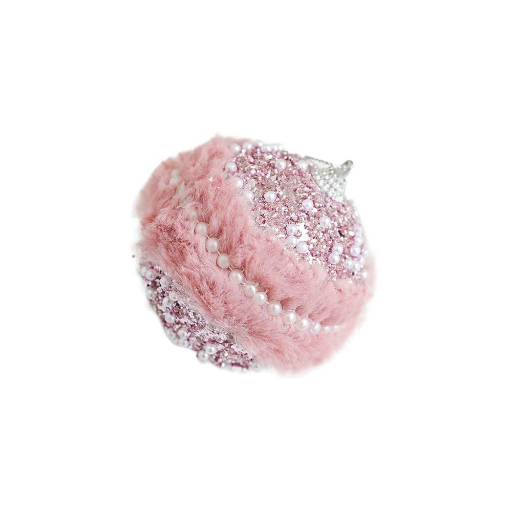 8cm Pink Christmas Balls Glitter Xmas Tree Pendant Christmas Tree Hanging Ornament  Living Room