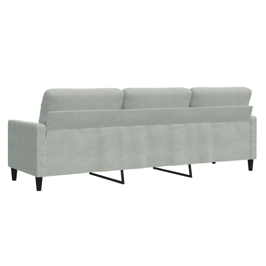 Vidaxl Sofa 3-Osobowa, Jasnoszary, 210 Cm, Obita Aksamitem
