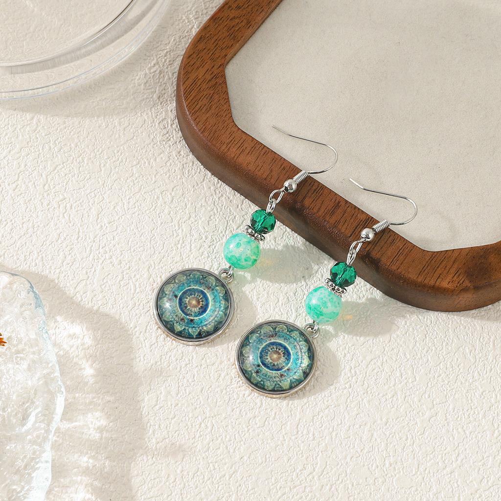 Vintage Mandala Blomst Tid Juvel Øredobber, Etnisk Vind Drømmefanger Lange Anheng Øredobber Kvinner