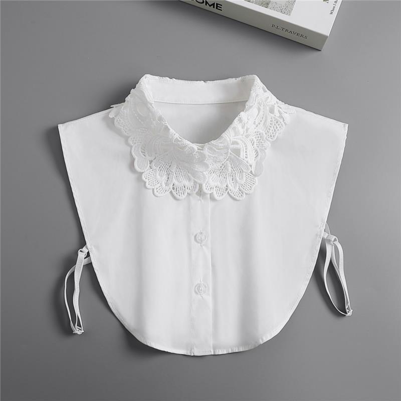 Women Embroidery Lace Detachable Lapel Fake Collar Shirt White Ruffles False Collar Woman Removable False Blouse Nep Kraagie