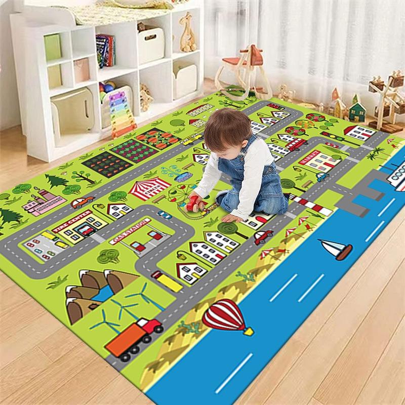 Educational Kids Play Mats City Road Design Flight Chess Pattern for Childrens Learning and Fun Activities