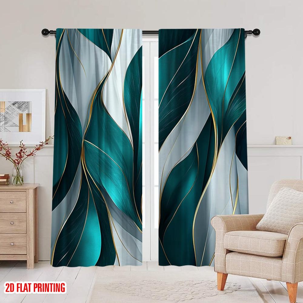 2 szt. płaski druk 2D Zasłony Imprezowe Nowoczesny Styl zaciemniający Poliester Dekoracje na Letnie Imprezy Idealne do Klasy   Biura