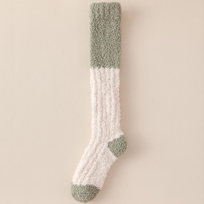 Women's Coral Fleece Plush Long Socks: Thick, Warm Sleeping Socks for Autumn & Winter