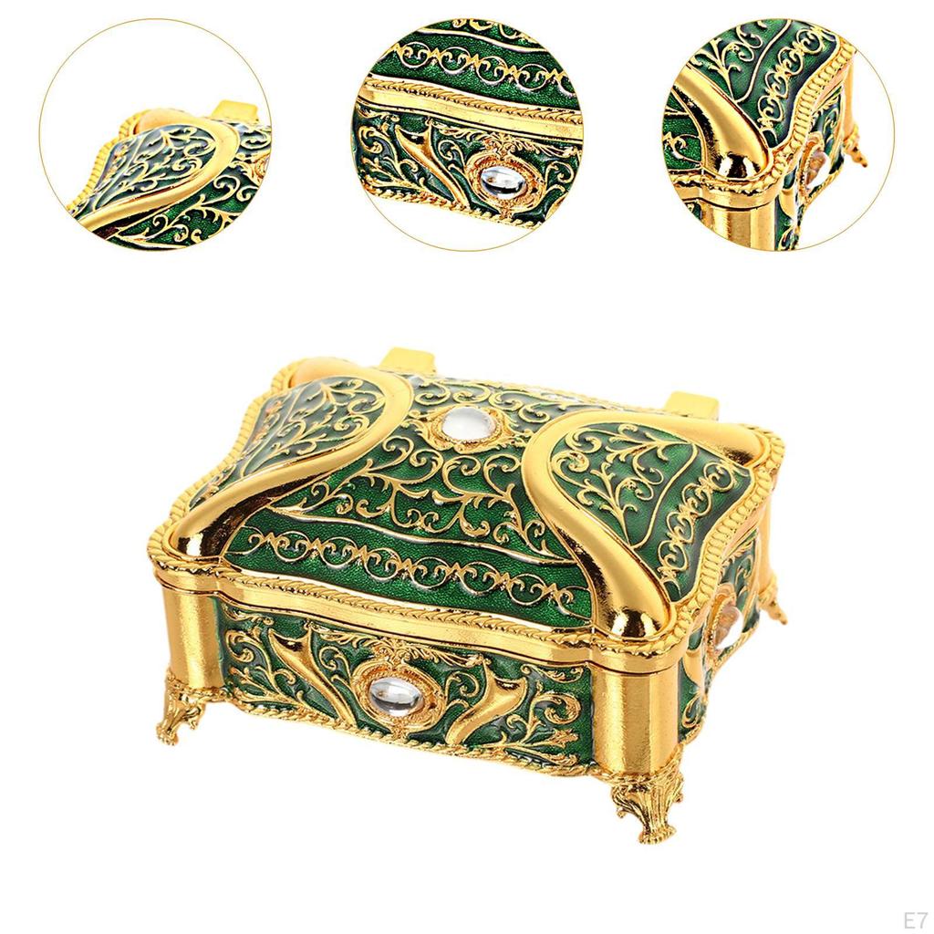 Metal Jewelry Box Case Container Dresser Vintage Style Trinket Storage Organizer Keepsake