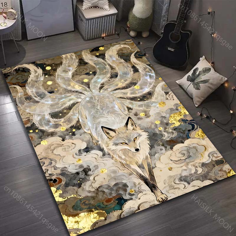 

1PC Nine-tailed fox in clouds Pattern Rug Carpets for Bedroom Living Room Sofa Mat Creative Door Mat Cloakroom Home Decor 40x60cm