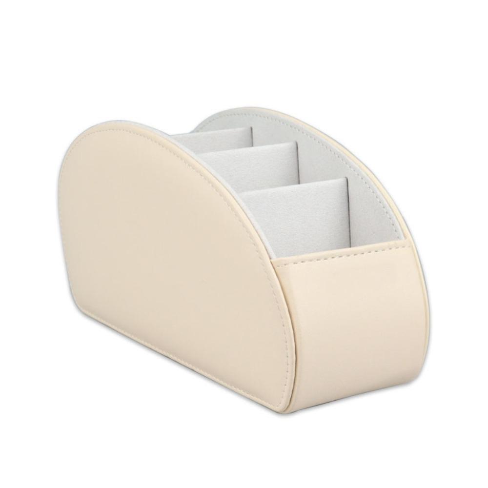 High Quality 5 Grid Remote Control Holder Multipurpose PU Leather Cosmetics Brush Storage Holder Stationery Organizer Case