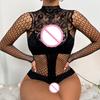 Lace See-Through Fishnet Sexy Lingerie Women'S Hollow-Out Pure Tight Black Bodysuit