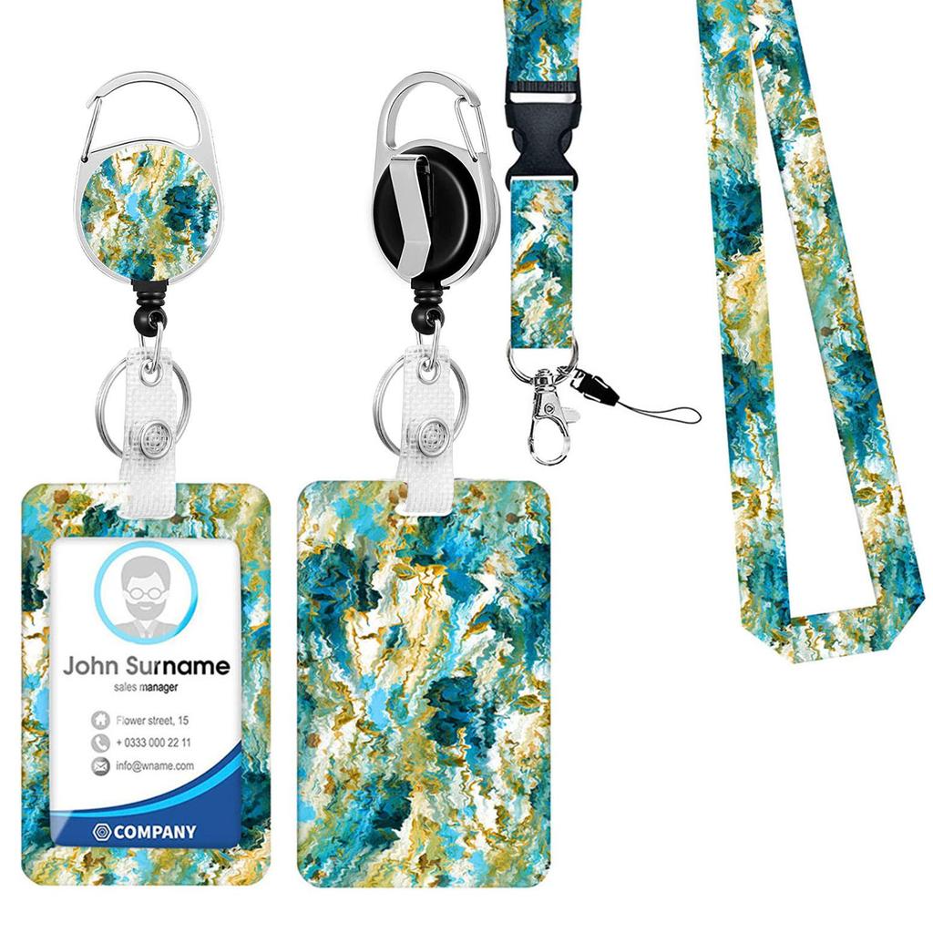 Zinc Alloy Retractable Badge Reel & Epoxy Lanyard ID Holder Set