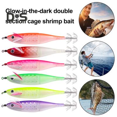 12CM/10G Luminous Shrimp Bait with Squid Jig Hook Realistic Bionic Artificial Lure Saltwater Freshwater Bass Walleye Trout Fishing Accessories