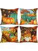 Fall Pillow Covers Set Of 4, Pumpkin Gnomes Decorative Holiday Pillow Case 18 Inch Autumn Cushion Covers Thanksgiving Pillowcase