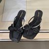 Fashion Fashion Butterfly-Knot Ladies Flats Slippers Shoes Summer Footwear Square Toe Women Flat Slippers Sandals Shoes Female Slides