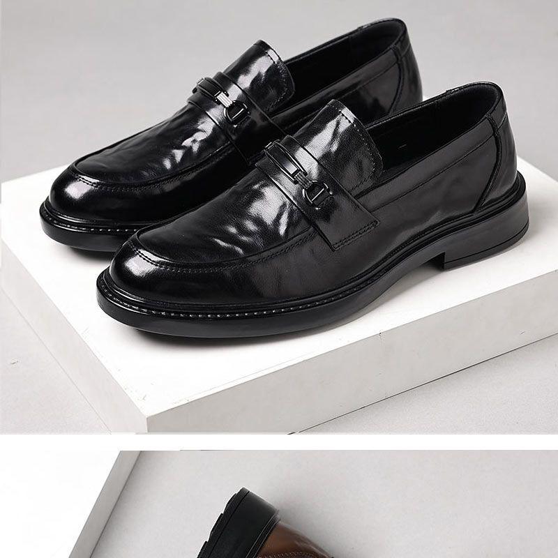 Men's Genuine Leather Cowhide Loafers - Formal Slip-on Shoes