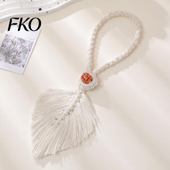 Hand-Knotted Curtain Strap Braided Leaf Tieback, Boho Cotton Rope Holder, Fringe Living Room Tieback Edge Knotted Draperies Holder for Bedroom