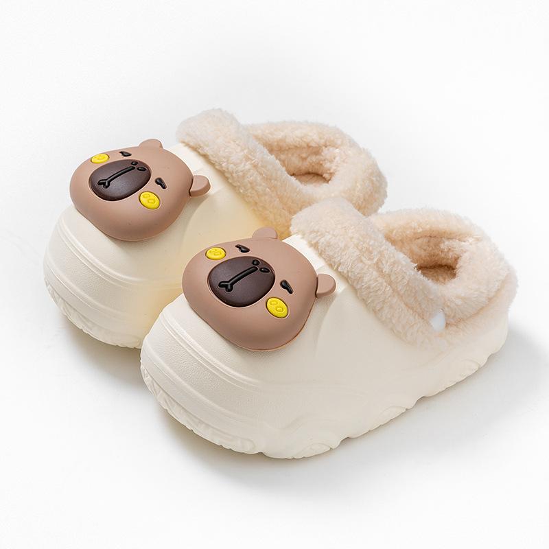 Winter Children's Cotton Slippers for Boys and Girls, Warm and Lined with Fleece EVA Waterproof Detachable Parent-child Cotton Shoes for Older