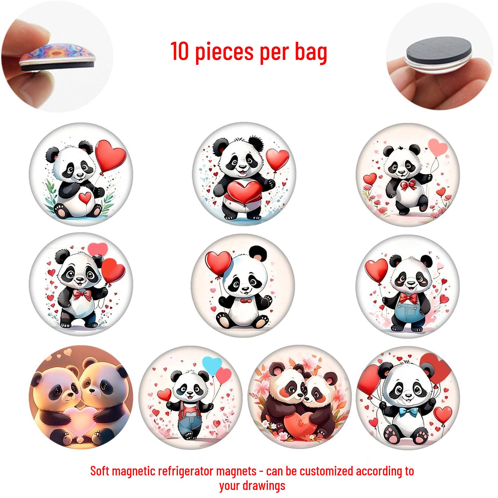 

Panda Holding Heart Balloon Magnetic Refrigerator Sticker - Cartoon Animal Soft Crystal Glass Decoration