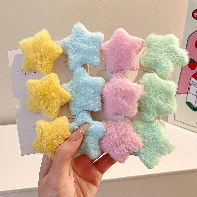 

1/12pcs Plush Star Y2K Star Mini Star Hairpin Sweet Child Handmade Cute BB Pins Hairpin Headwear Hair Accessories Women Girls