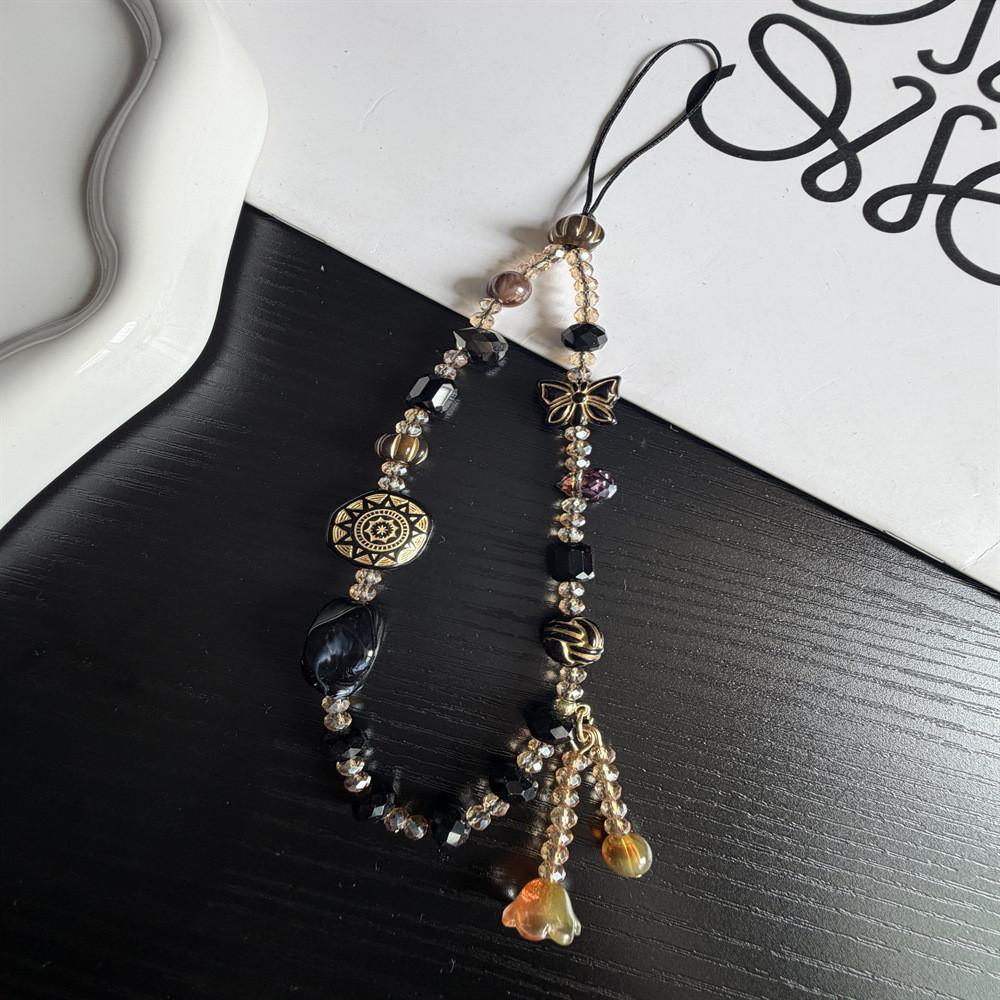 Black Gold Sun Totem Crystal Phone Lanyard With Pvc Cord For Men And Women