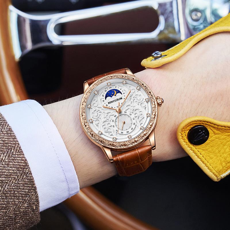KIMSDUN Montre Homme Marque Top Luxe Montre Rétro cargo, lune, montre mécanique étanche pour homme haut de gamme