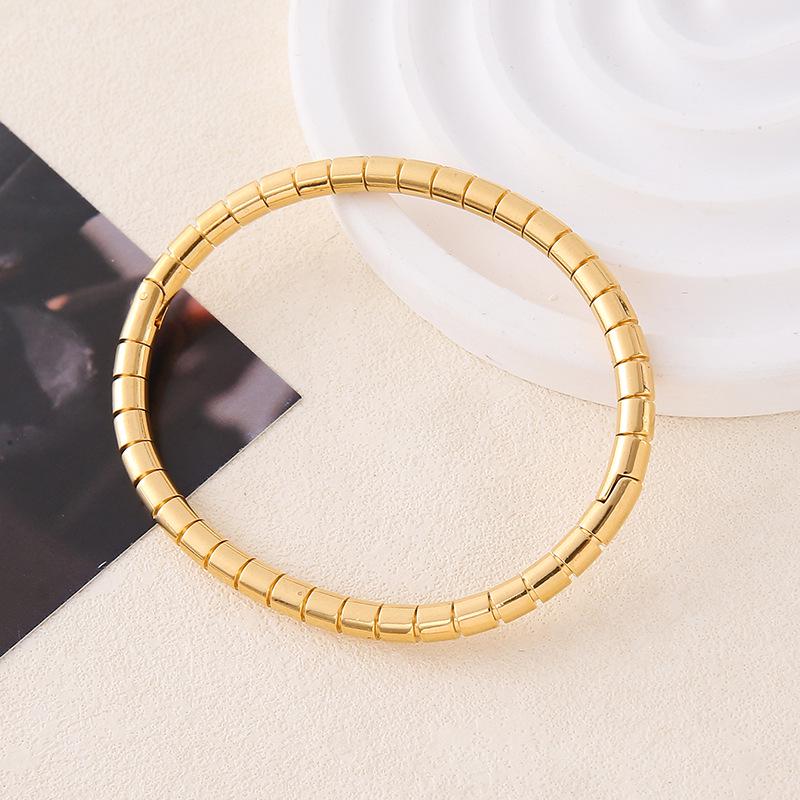 Premium Titanium Steel Gold Round Bead Bracelet - Durable, Stackable, Versatile Hand Jewelry