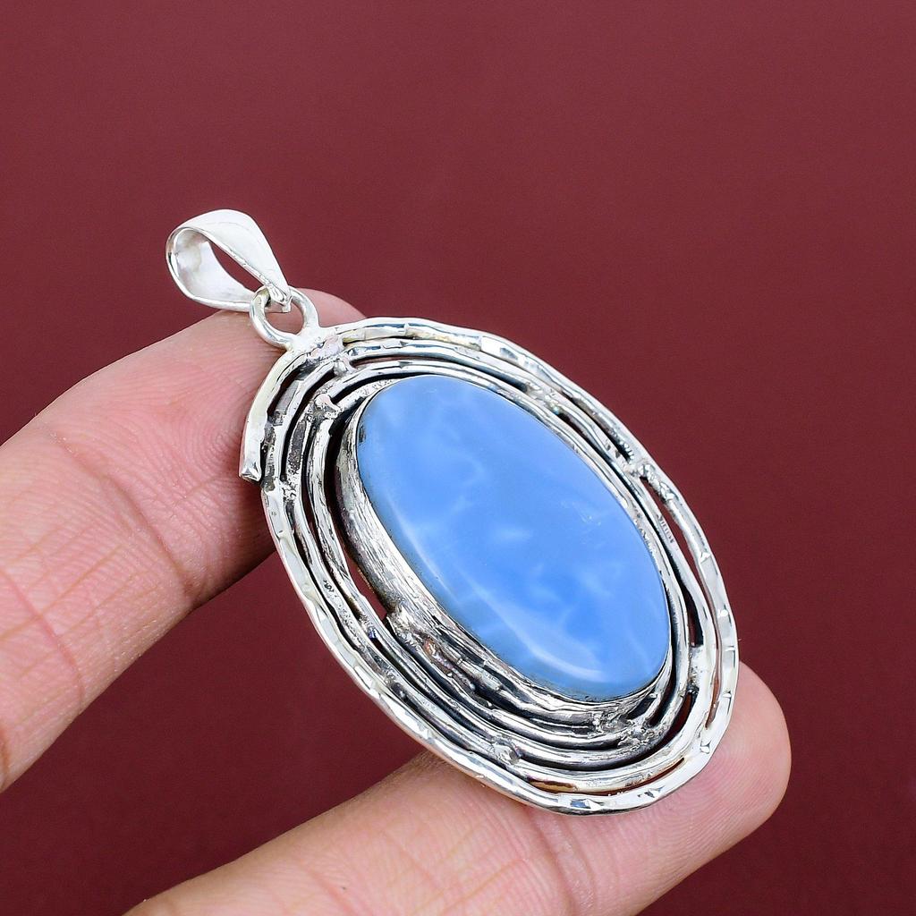 Owyhee Blue Opal Pendant 925 Sterling Silver Pendant Handmade Pendant Antique Jewelry Real Gemstone Pendant Wedding Gifts Birthstone Pendant