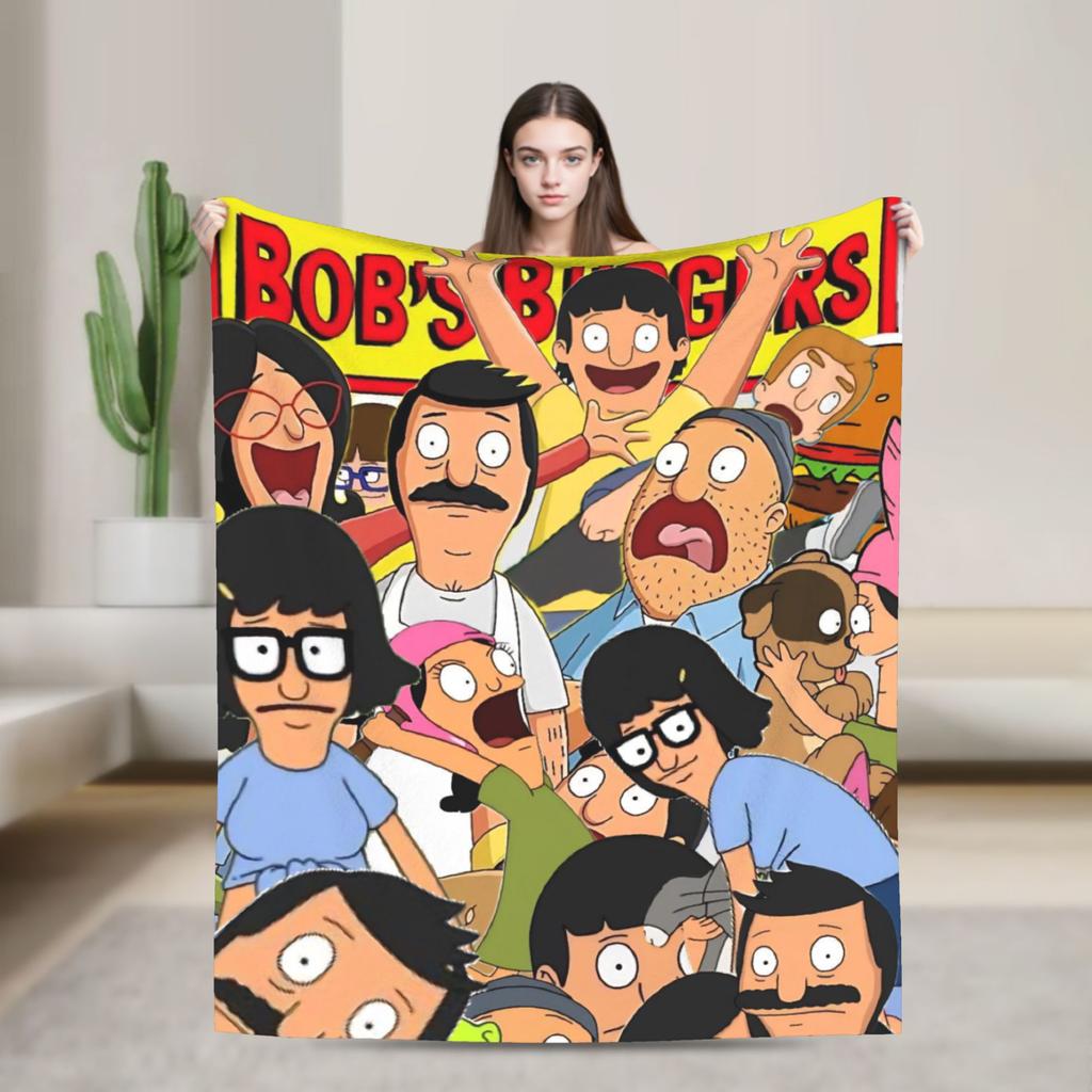 Super Soft B-Bob Burgers Thanksgiving Throw Blanket Premium Flannel Fleece Lightweight Bed Blanket Warm Plush Bedspread