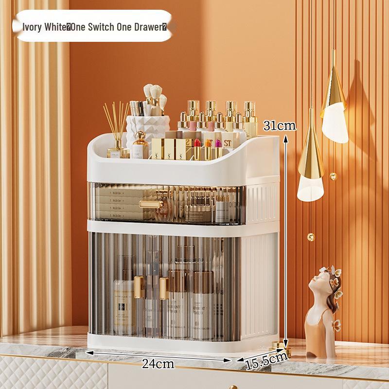 Luksusowy Organizer do Pielęgnacji Skóry z Wyższej Półki: Pojemne pudełko do przechowywania kosmetyków z szufladą na waciki