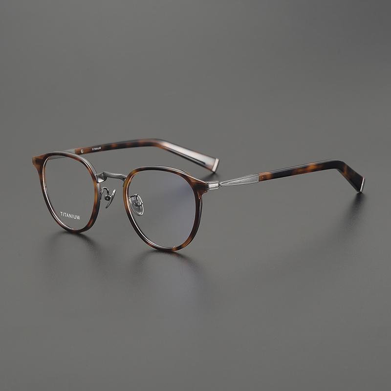 Japanese Vintage Men Oval Glasses Frame Titanium Acetate Ultralight Big Face Eyeglasses Fashion Handmade Women Eyewear Gafas New