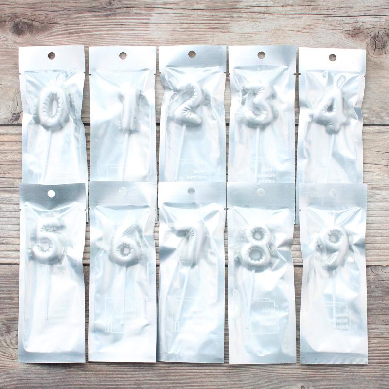 Birthday Balloon Digital Candles 0-9 Romantic Happiness Party Gold and Silver Adult Children Baking Dress Up Candles