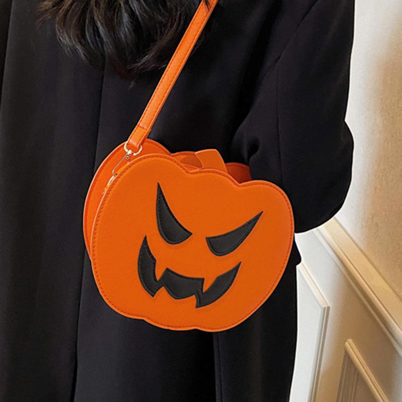 Halloween Funny Pumpkin Bag 2025 New Fashion Contrasting Colors Personality Creative Trendy Shoulder Women's Bag Cartoon Crossbody Bag
