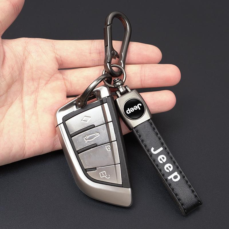 Cup Holders Leather Car Keychain Key Ring Anti-Loss Men Women Couple Gifts For Jeep Wrangler Grand Cherokee Avenger Compass Wago