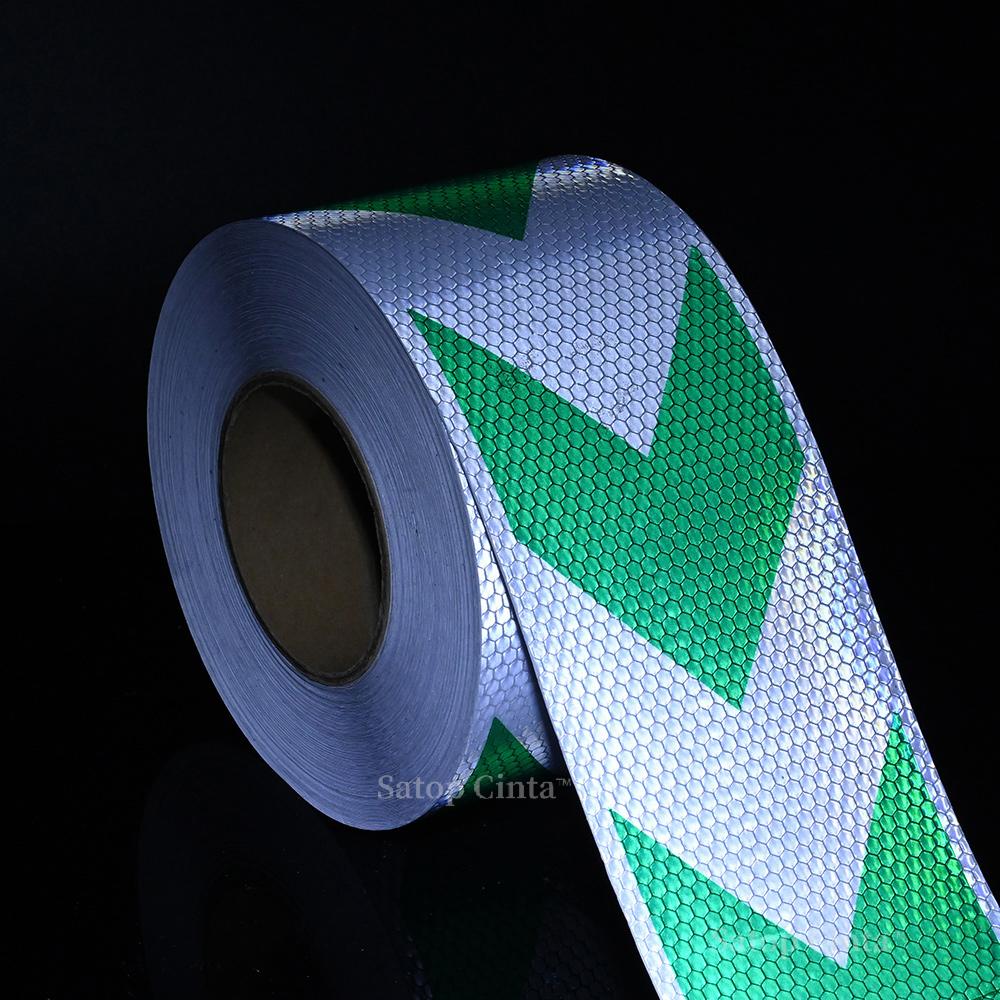 10CM*5M Arrow Car Reflective Stickers White-Green Tapes Waterproof Adhesive Safety Warning Reflectors Strip For Truck Motorcycle