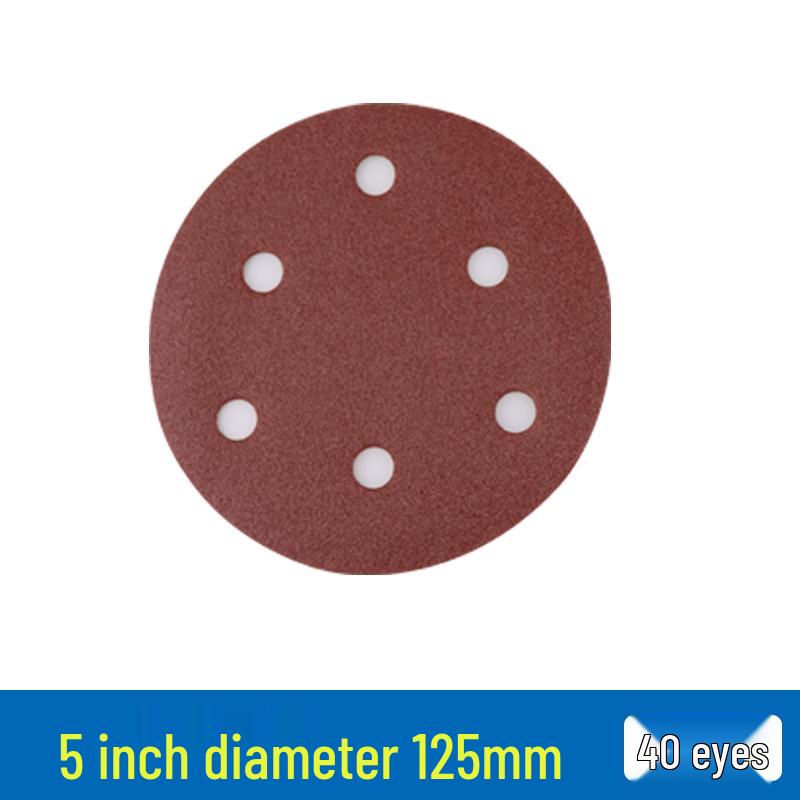 Red Sand Flocking 5-Inch Self-Adhesive Sandpaper Disc, 6 or 8 Holes, for Dry Grinding and Polishing
