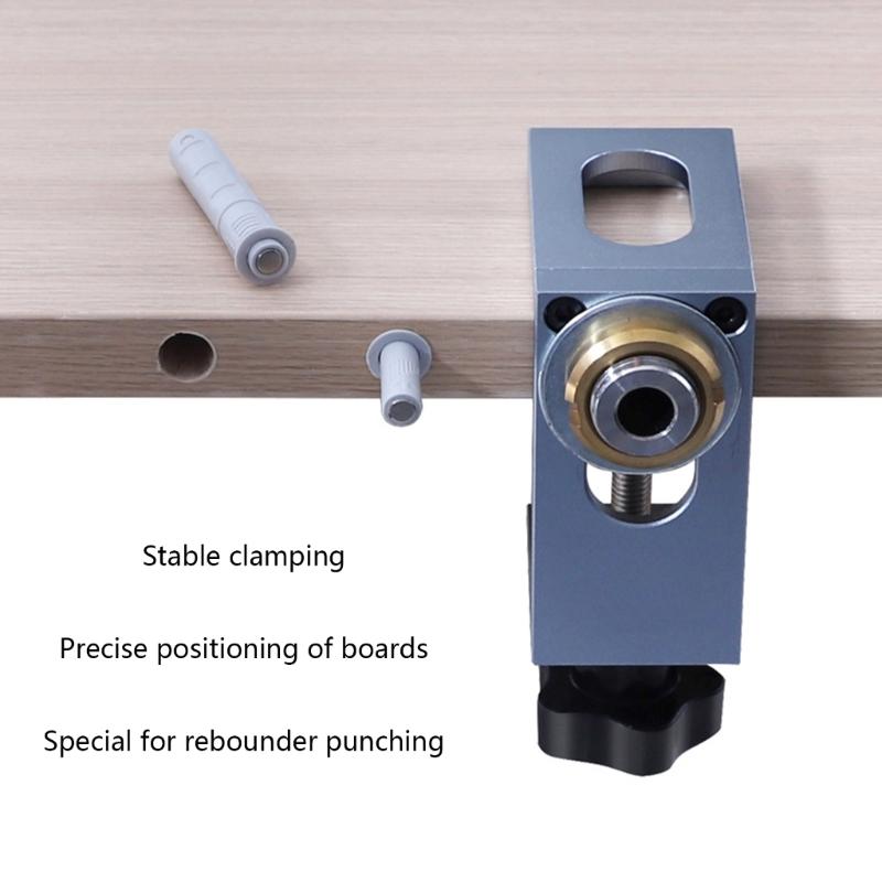 2 In 1 Dowel Jig Woodworking Hole Drill Punch Positioner Guide Locator Cabinet Screws Punch Locator Kit 8/10/12mm Sleeve