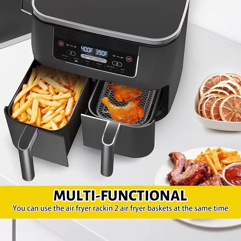 1/3 Katmanlı Air Fryer Aksesuarları Paslanmaz Çelik Tel Izgara Sepeti Kamp Dış Mekan İstiflenebilir Izgara Rafı Pişirme Aleti