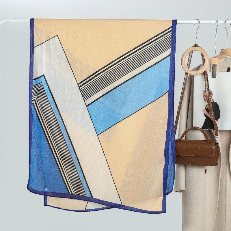 

Women s elegant minimalist color block geometric print scarf - summer sun protection shawl 175cm+