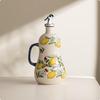 Ceramic Oil Dispenser Bottle Automatic with Handle Decorative Container for Home