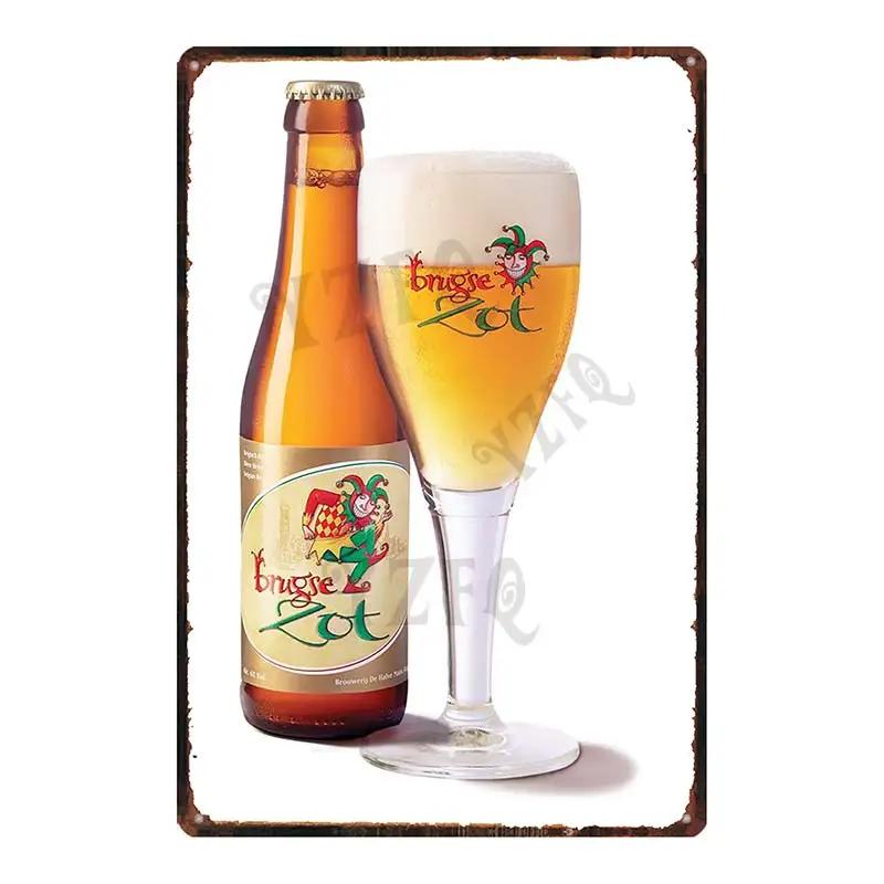 Birra Belga VintageBrugse Zot La Trappe Segno Metallico Lattina Targhe Per Muro Bar Pub Arte Cucina Caffè Decorazioni Casa 30X20CM DU-8282A