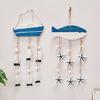 Rustic Ocean Windchime Coastal Beach Theme Wooden Hanging Decor with Hemp Rope for Indoor Outdoor Nautical Patio Garden Decor
