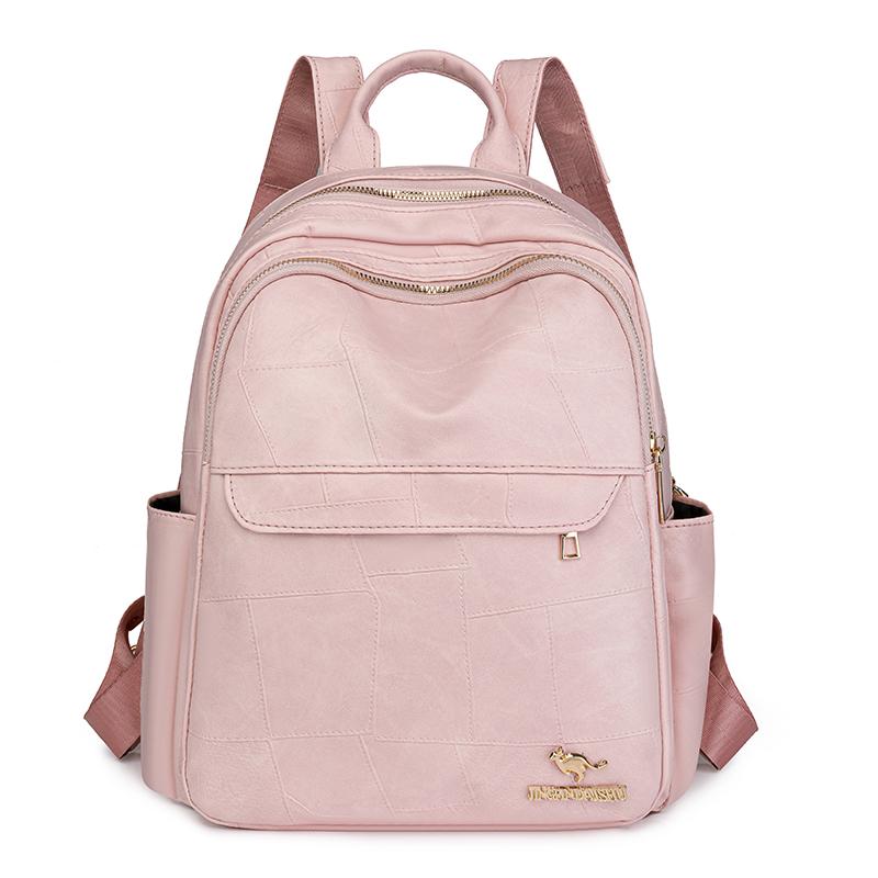 Backpack Women s Bag PU Retro Commuter Backpack розовый