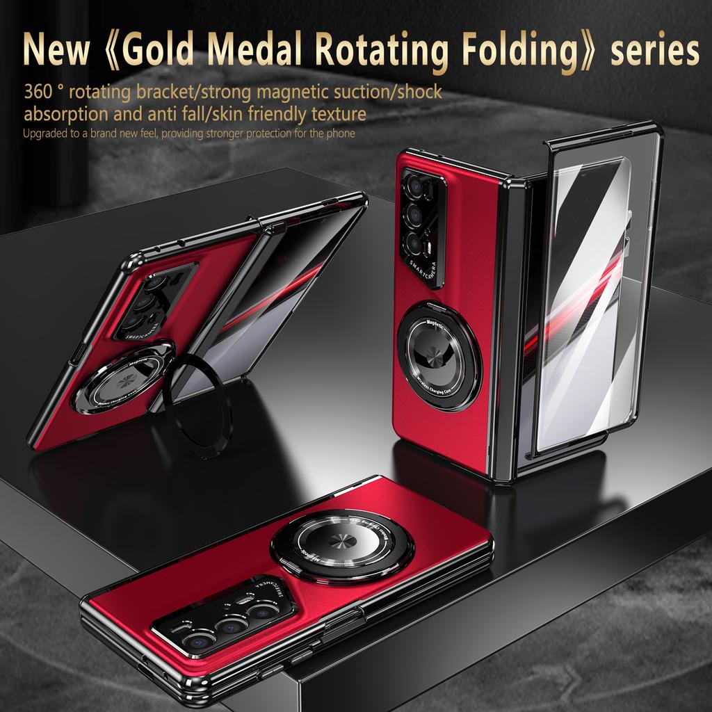 Luxury Business Car Holder Magnetic Case for Honor Magic V2 RS - Anti-drop Anti-fingerprint New Design Inspiration Stand Full Protection Cover