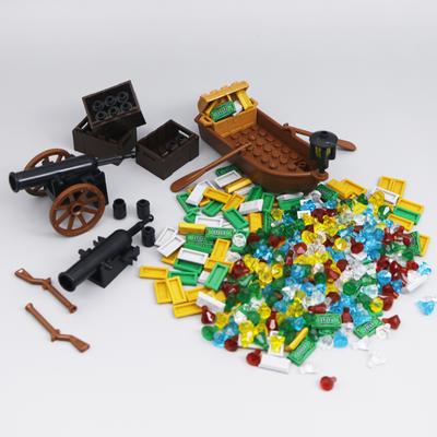 City Building Blocks Treasure Gold Diamond Jewel Gem Chest Pirate Boat Cannon Ship Mini Bricks Figure Toys Compatible with