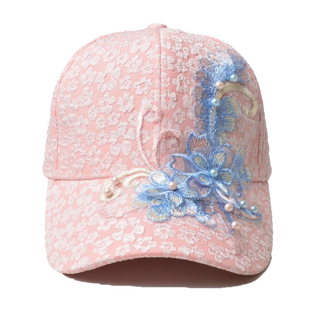 Northwood Pressed Pleated Bubble Floral Baseball Cap Women's Lace Beaded Flower Sunscreen Hats Sunshade Breathable Cap for Women