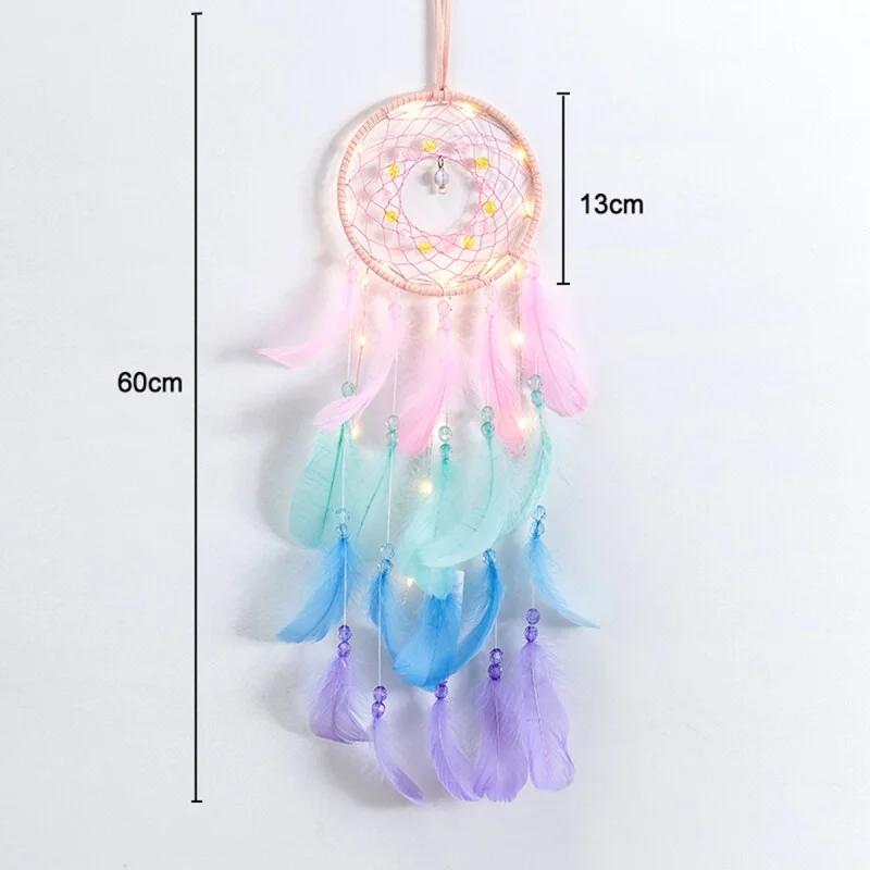 Woven Net Feather Dream Catcher Hanging With Led Lamp Home Decor Dreamcatcher Girl Gift Premium Durable Quality