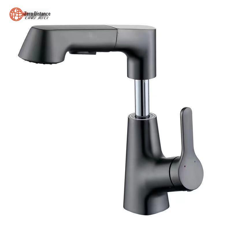 LINGJULI Einhand-Auszieh-Badezimmerarmatur aus Vollkupfer