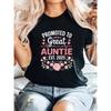 Women's "Promoted To Great Auntie Est. 2025" Graphic T-Shirt - Floral Letter Print Round Neck Short Sleeve Top,
