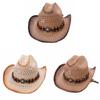 Paper Straw Cowboy Hat With Wide Brim For Summer Sun Protection And Fashion Style