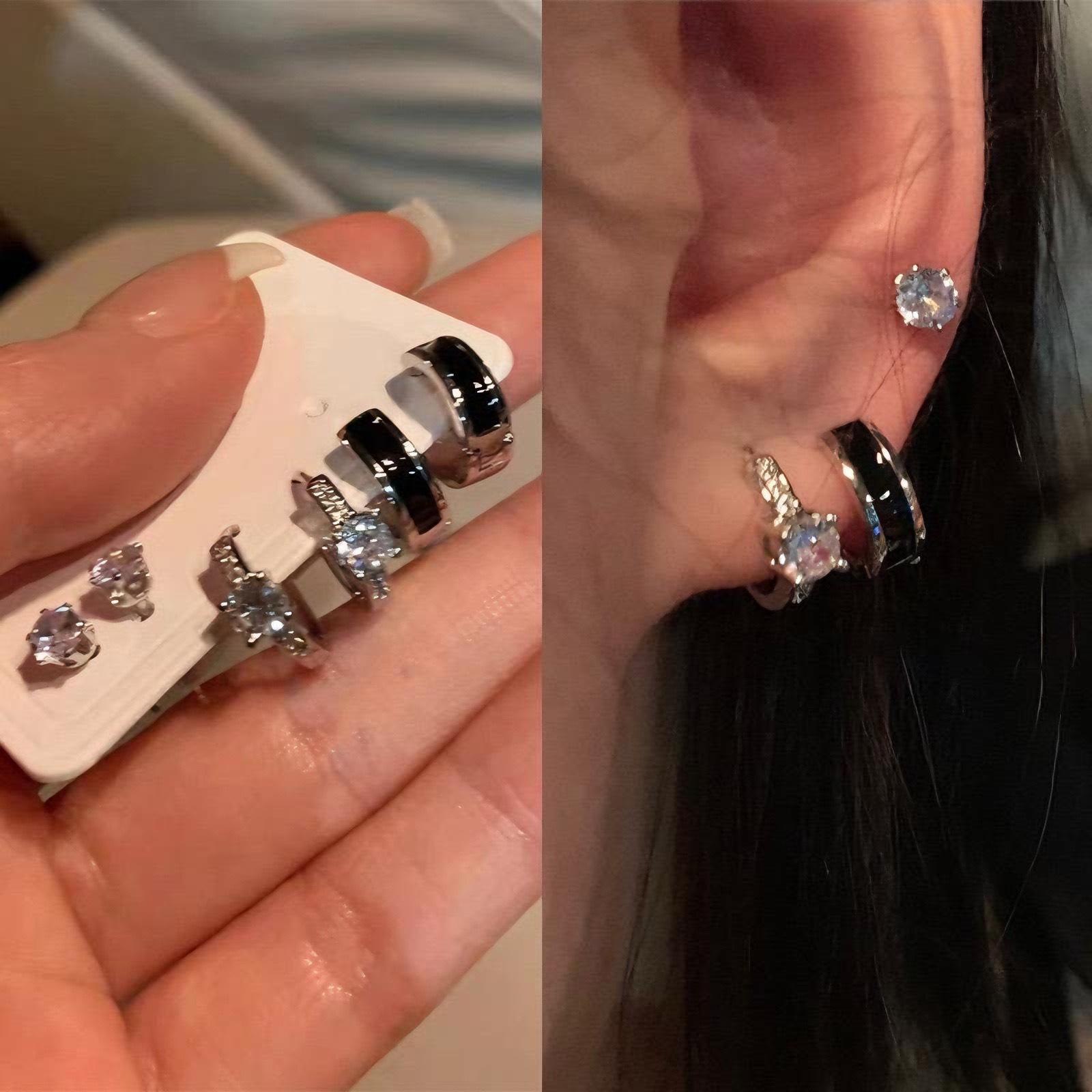 

Zircon stud earrings niche six-piece earrings high-end new popular design temperament earrings