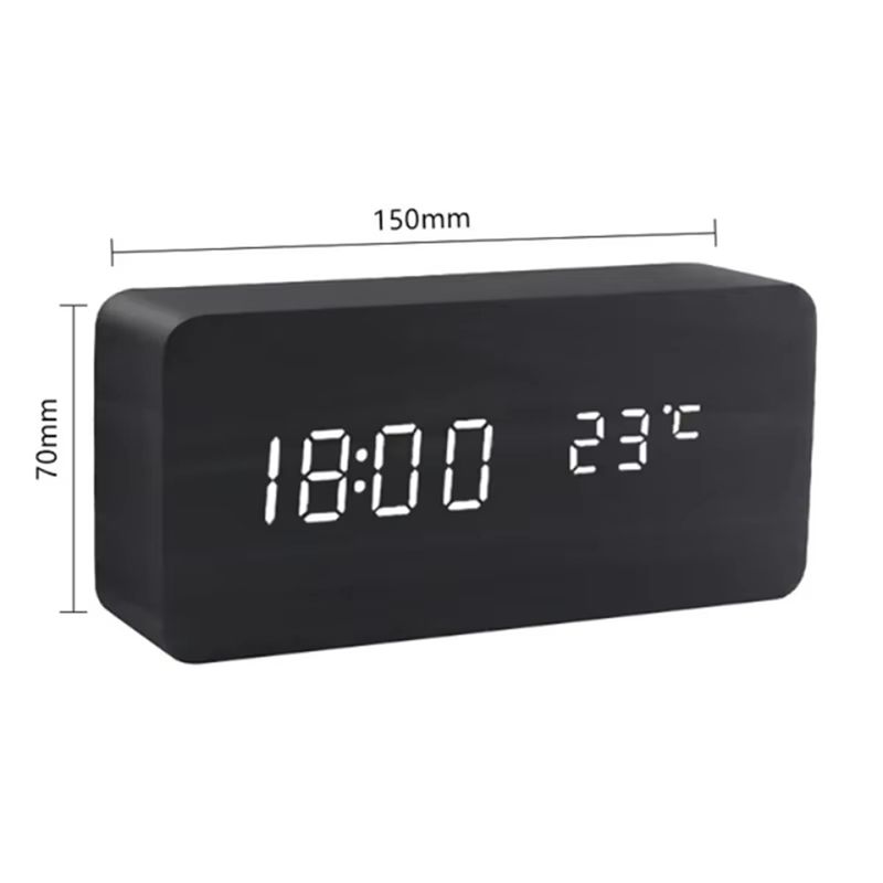 M-Modern-Wooden Digital Clock LED Clock With Temperature Desk Decorating Bedroom Decoration Table Decorations
