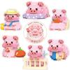 Micro-particle Pig Diary Cartoon Pig Doll Model Ornaments Children's Educational Toys Assembled Building Blocks