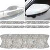 Car Door Handle Bowl Scratch Protective Bling Rhinestone Stickers Silicon Rearview Mirror Anti-collision Protection Strip